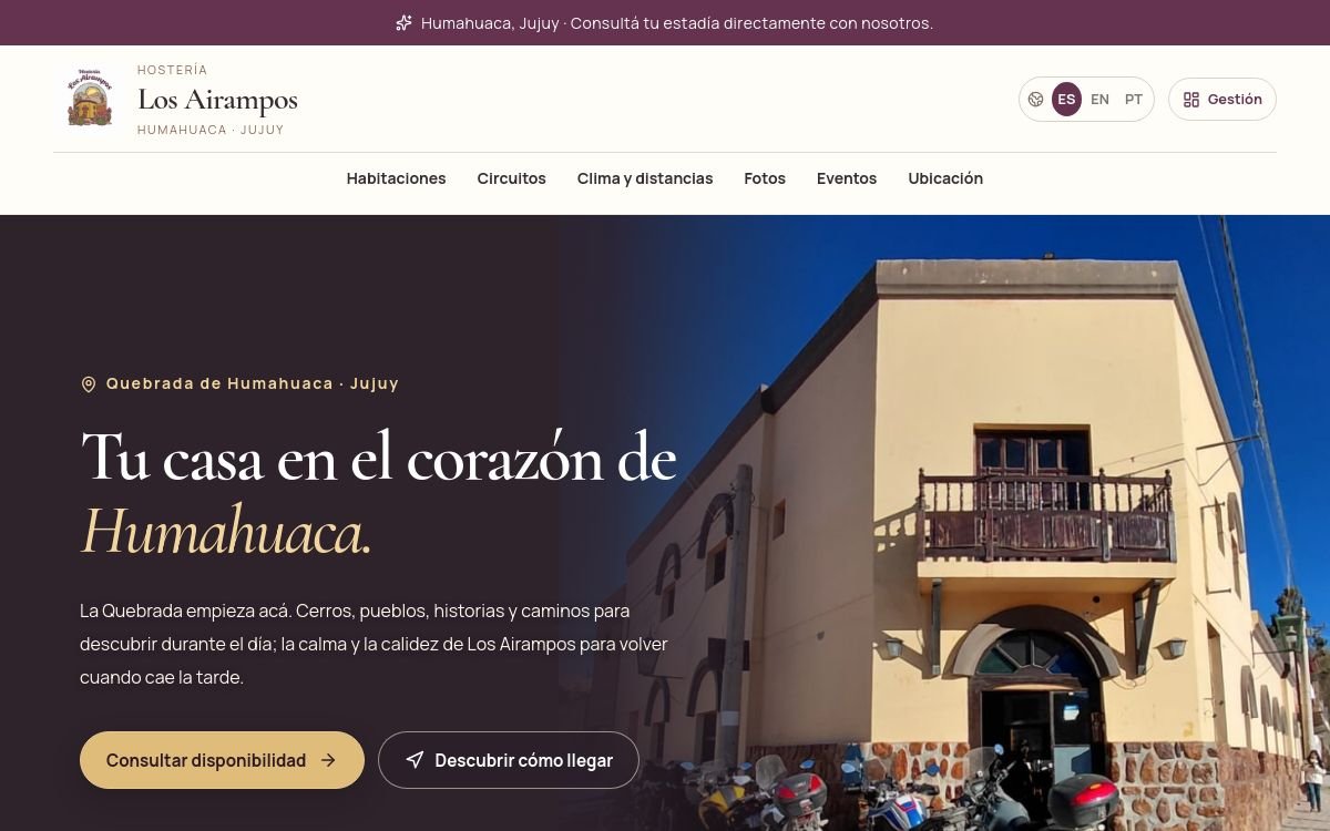 Sitio público de Hostería Los Airampos