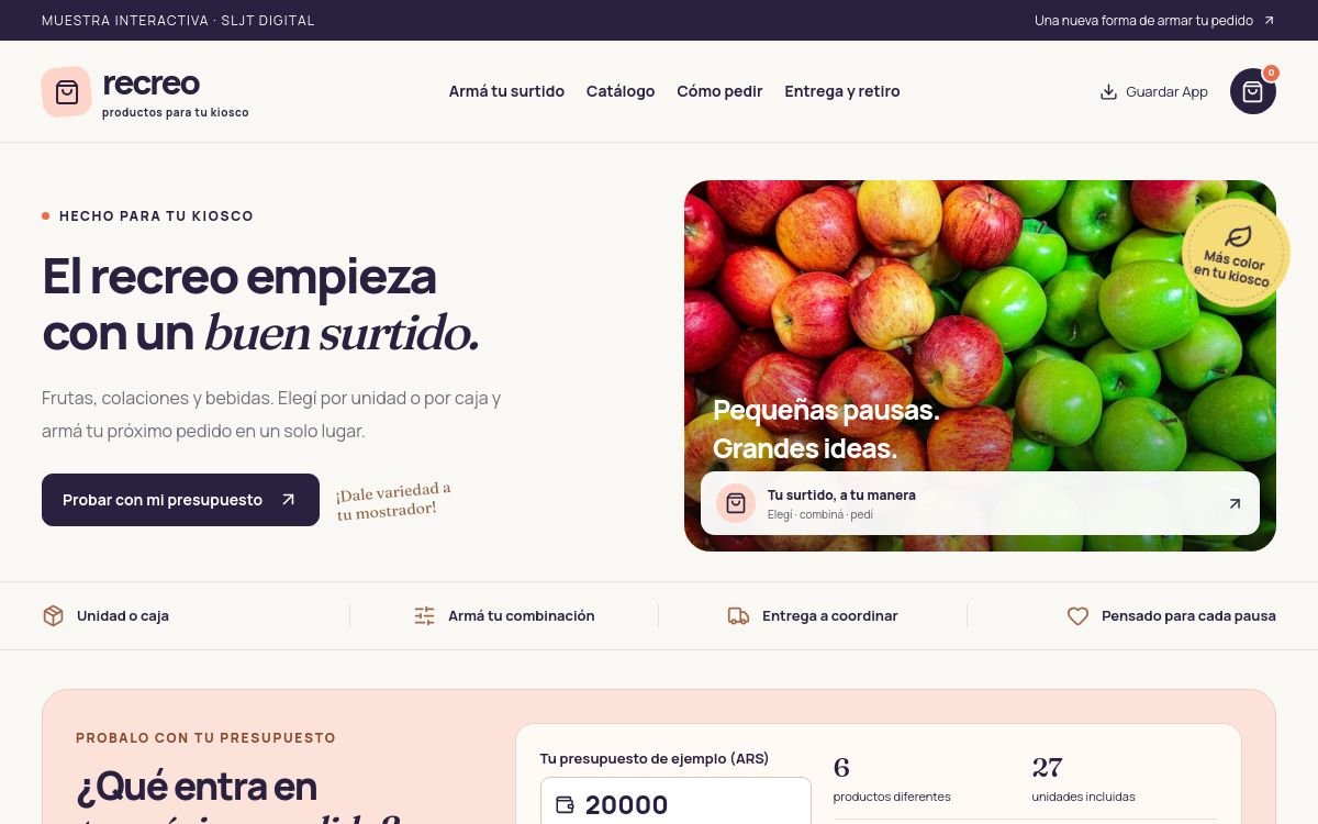 Ingreso de la App Productos para Kioscos