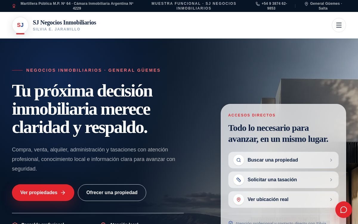 Ingreso de la App SJ Negocios Inmobiliarios