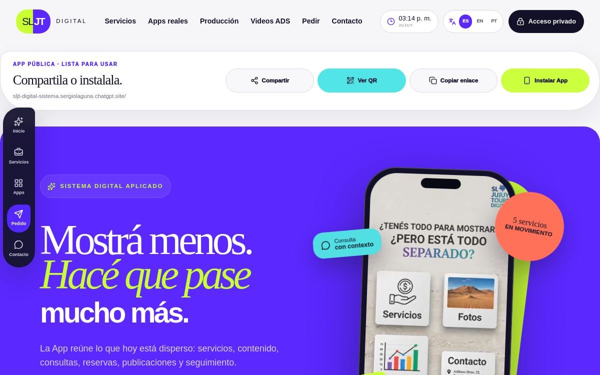 Pantalla de ingreso al Sistema Central SLJT Digital
