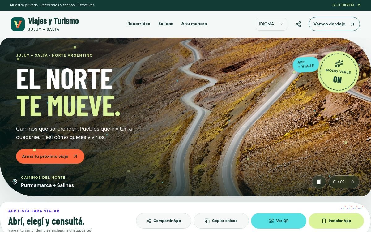 Ingreso de la App Viajes y Turismo